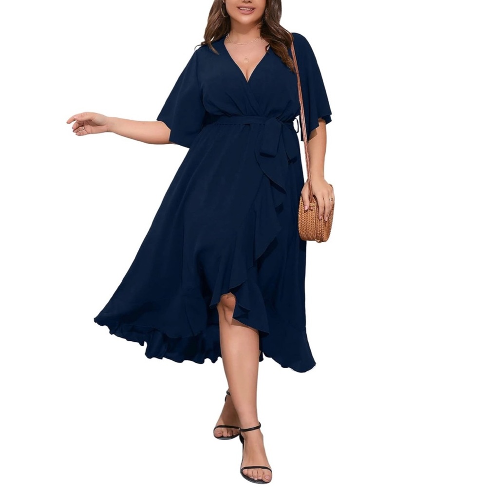 New SCOMCHIC Plus Size Navy Dress  - Size XL - Brand New Without Tags - Picture 3 of 6